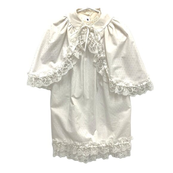 Vintage 3 Month White Baptism Christening 3-Piece Dress Cape Bonnet Sweet‎ Lace - Picture 1 of 12